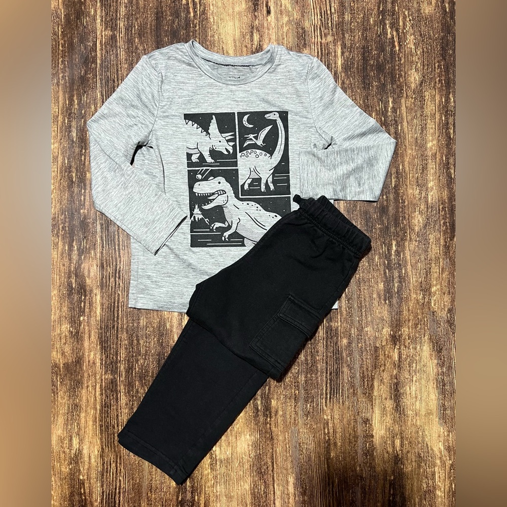 Jumping Beans 4T Dinosaur Athletic Long Sleeve and Cargo Sweatpants